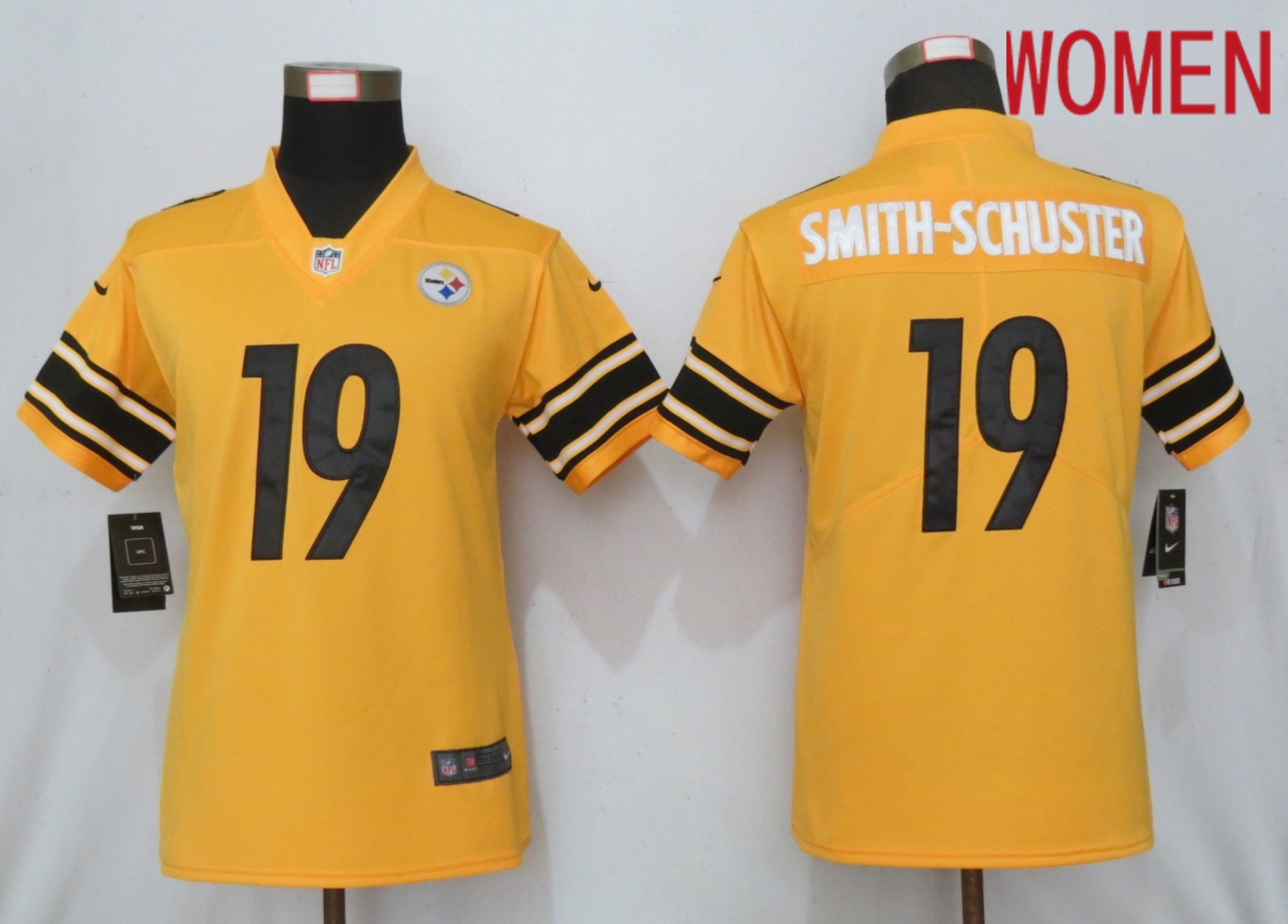 Women Pittsburgh Steelers 19 Smith-schuster 2019 Vapor Untouchable Nike Gold Inverted Elite Playe NFL Jerseys